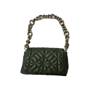 Faux green quilted purse chain strap small